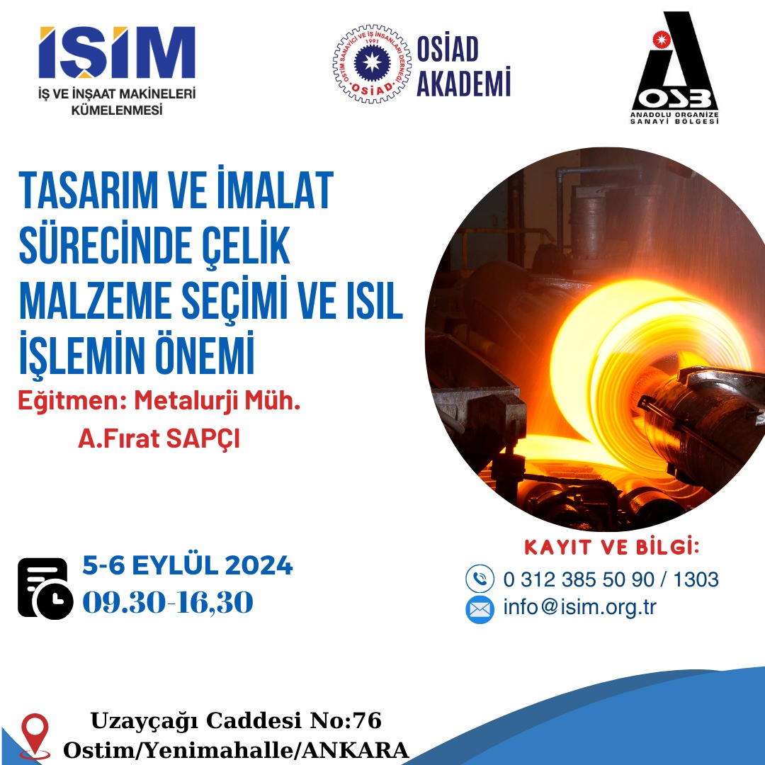 Tasarım ve İmalat Sürecinde Çelik Malzeme Seçimi ve Isıl İşlemin Önemi Eğitimi